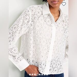 Old Navy Cropped Lace Button-down Shirt, Size XL.